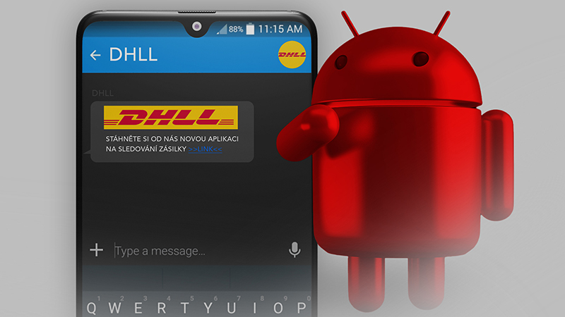 Podvodná SMS od „DHLL“ na mobilních zařízeních se systémem Android