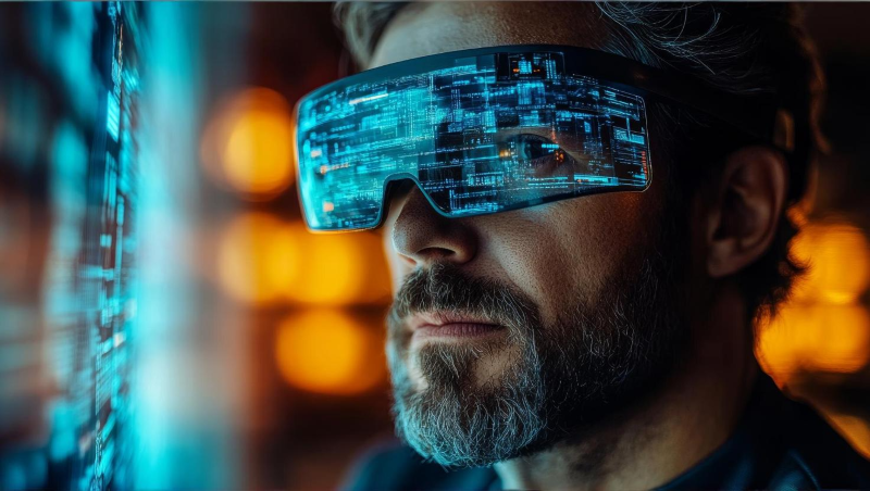 pán se sci-fi brýlemi 