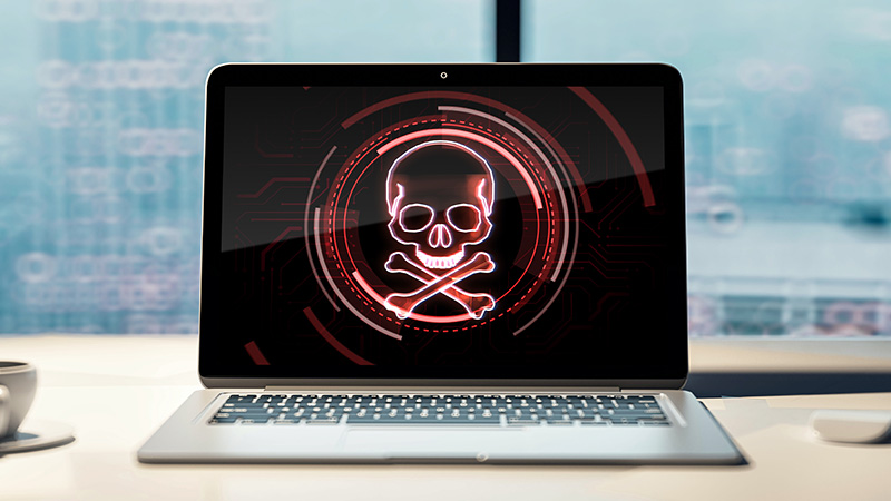Ukázka zablokovaného notebooku ransomwarem.