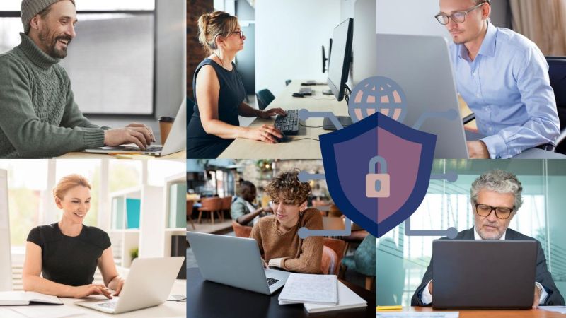 Uživatelé s počítačem jako digitální štít vaší bezpečnosti